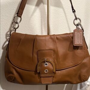 Coach Tan Leather Buckle Shoulder Bag